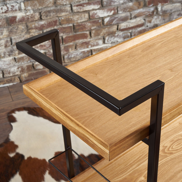 Modern Industrial Bar Cart With Shelving And Casters