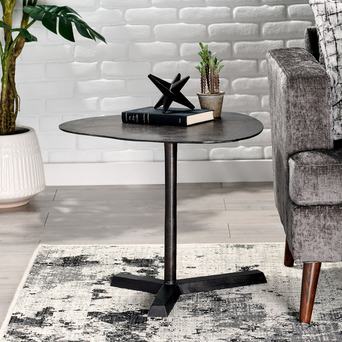 Industrial Style Elliptical Side Table With Aluminum Frame - Bronze