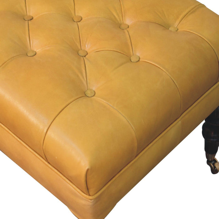 Buffalo - Leather Ottoman With Castor Legs