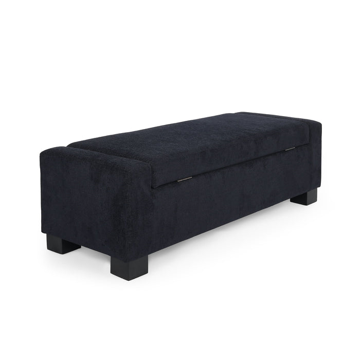 Textured Fabric Ottoman Bench With Hinged Lid