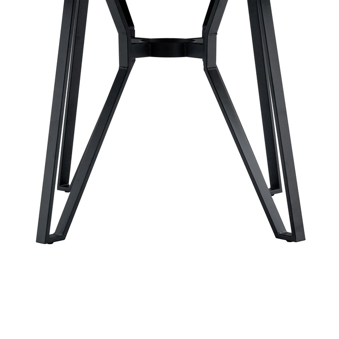 Mid Century Modern Round Dining Table With Metal Legs And Open Shelf