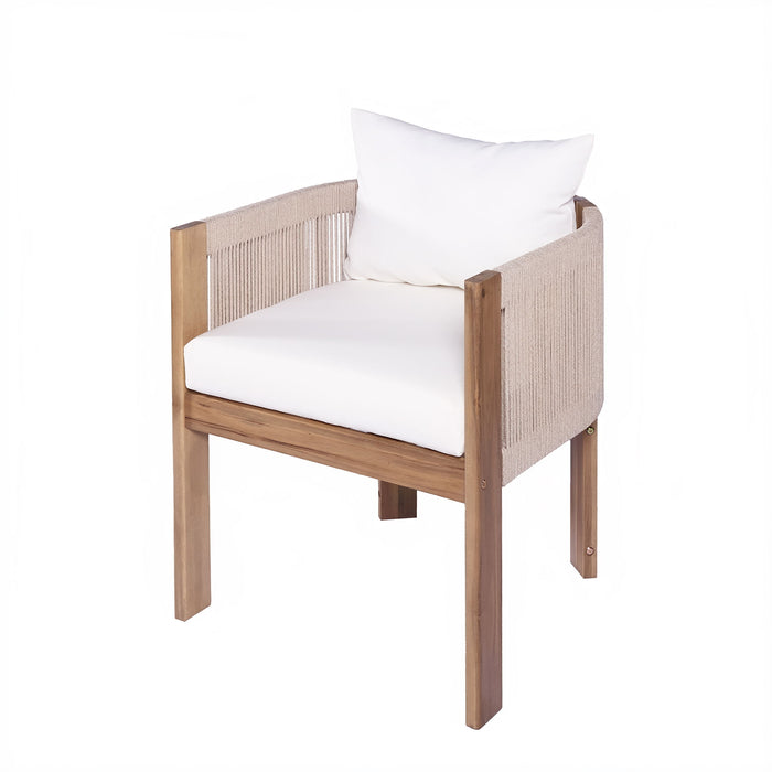Matera - Patio Dining Chair (Set of 2) With Wraparound Back And Removable Cushion Cover - Teak / Beige