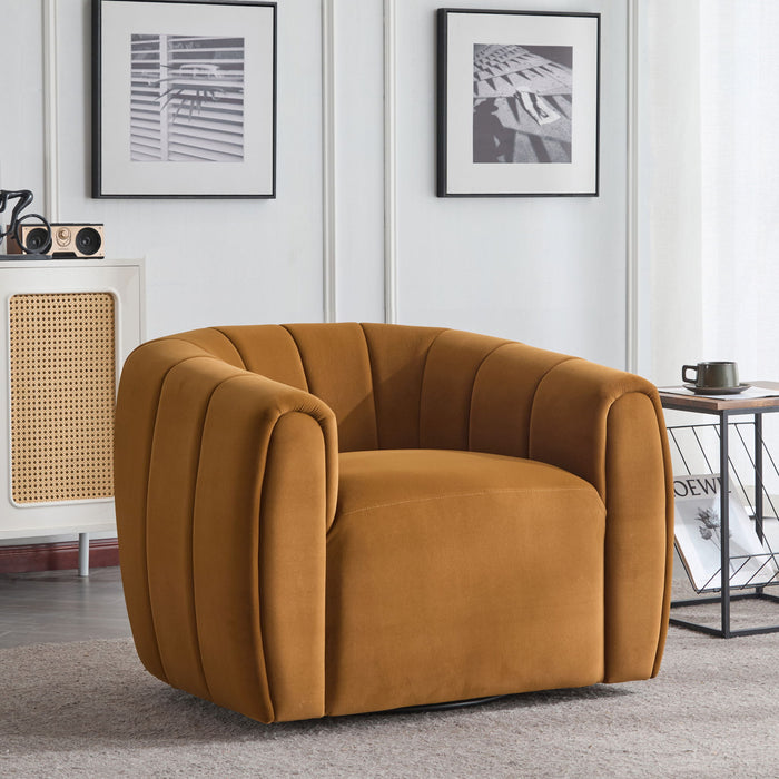 Serenizia - Upholstered Swivel Chair With Channel Tufted