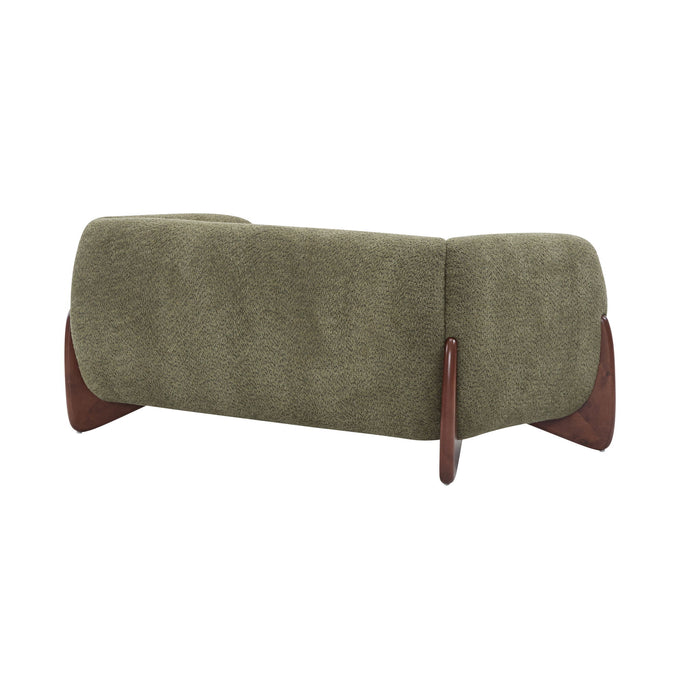 Contemporary Boucle Sherpa Sofa With Birch Wood Legs
