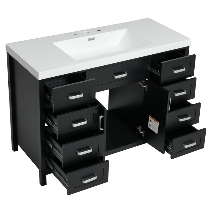Bathroom Vanity With Sink, 2 Doors 8 Drawers, Soft Close System, Classic Design