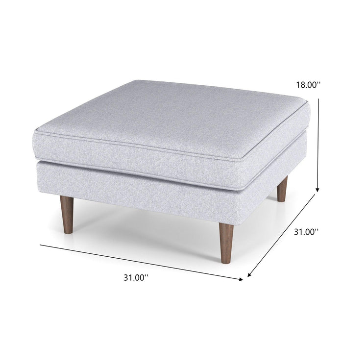 Amber - Square Upholstered Ottoman Linen