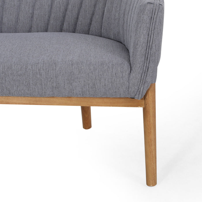 Mid Century Modern Loveseat With Channel Stitched Backrest