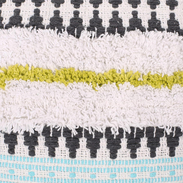 Bohemian Woven Cotton Pouf With Handwoven Design - Multi