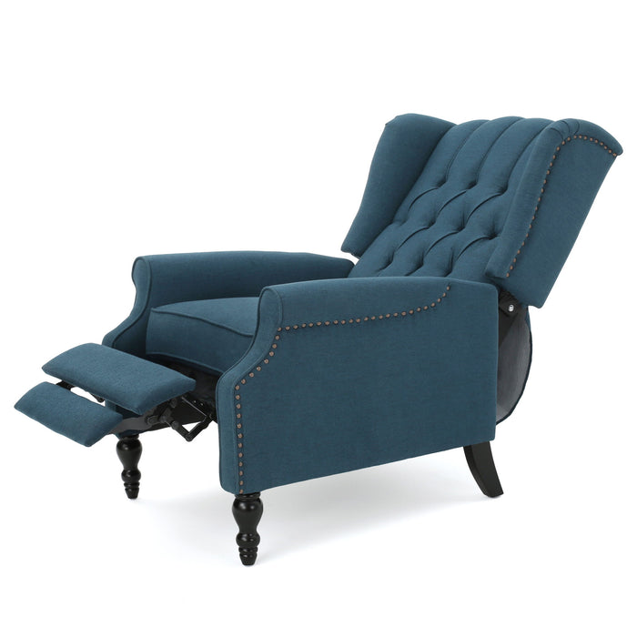 Armchair Recliner With Pushback Mechanism And Wingback Design