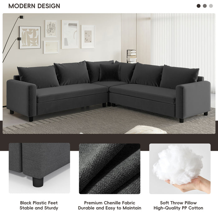 Modern Modular Sectional Oversized Couch Set With Pillows, Minimalist Style Wide Seat Comfy Sofa