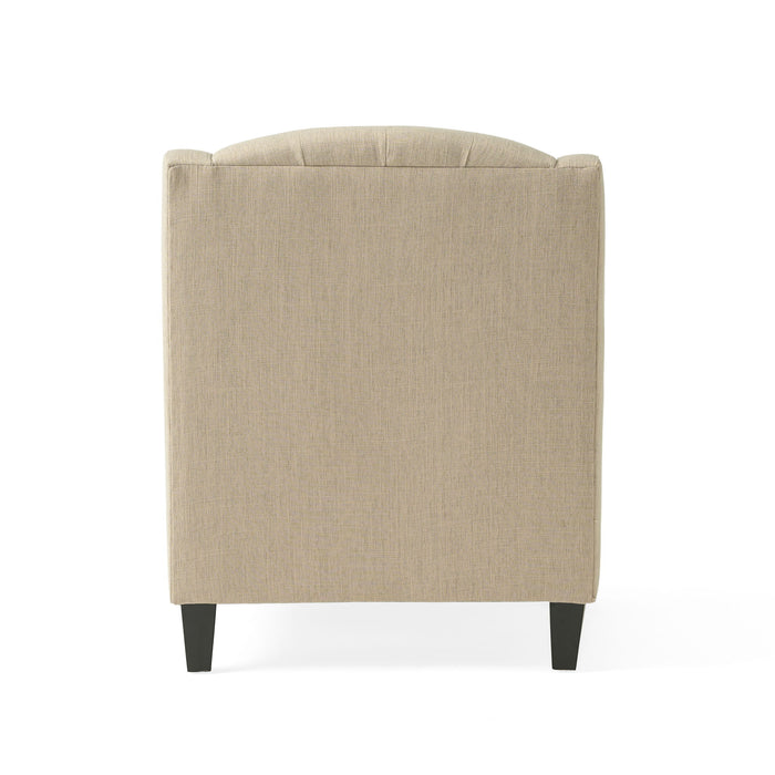 Elegant Upholstered Armchair With Ottoman Set - Beige
