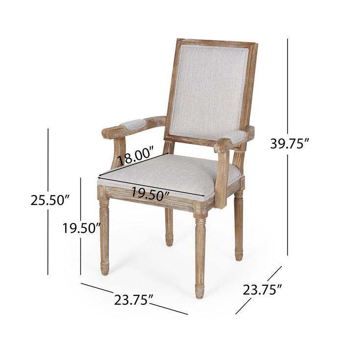 French Country Style Upholstered Dining Chair With Square Backrest