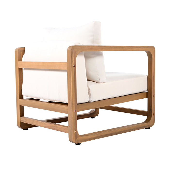 Outdoor Lounge Chair With Oversized Cushion (Set of 2) - Acacia Wood