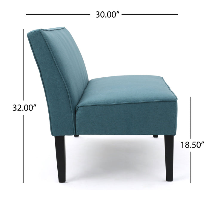 Contemporary Loveseat With Upholstered Fabric And Birch Wood Legs