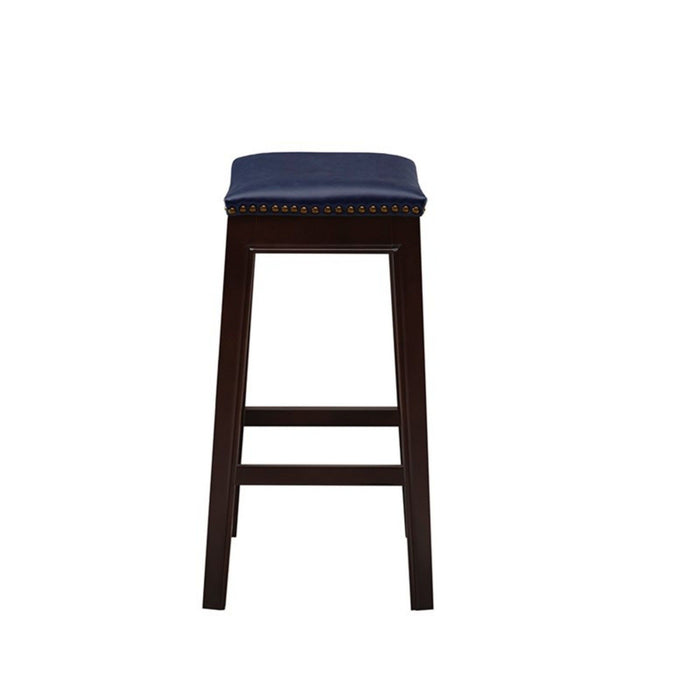 Saddle Counter Stool With Antique Bronze Detailing And High Density Foam - Navy