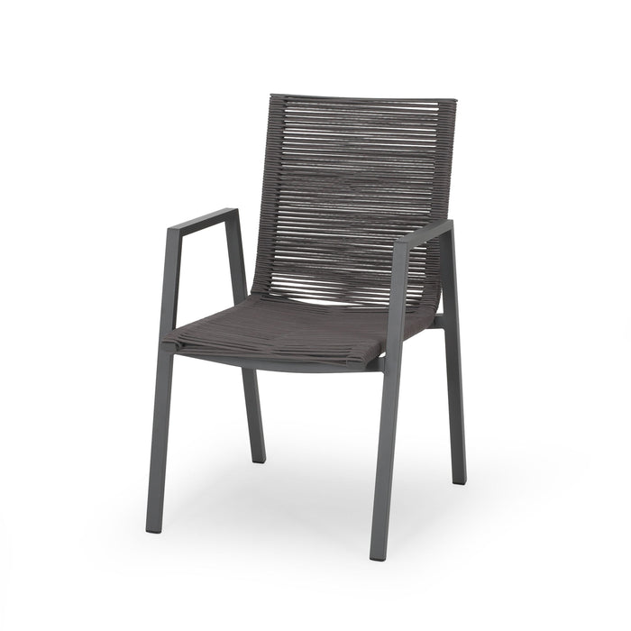 Outdoor Modern Aluminum Dining Chair Set With Rope Sea (Set of 2)