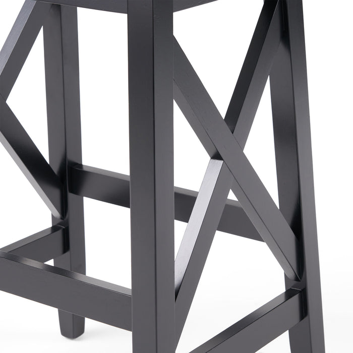 Greely Saddle Barstool Set With Fabric Upholstery - Light Gray