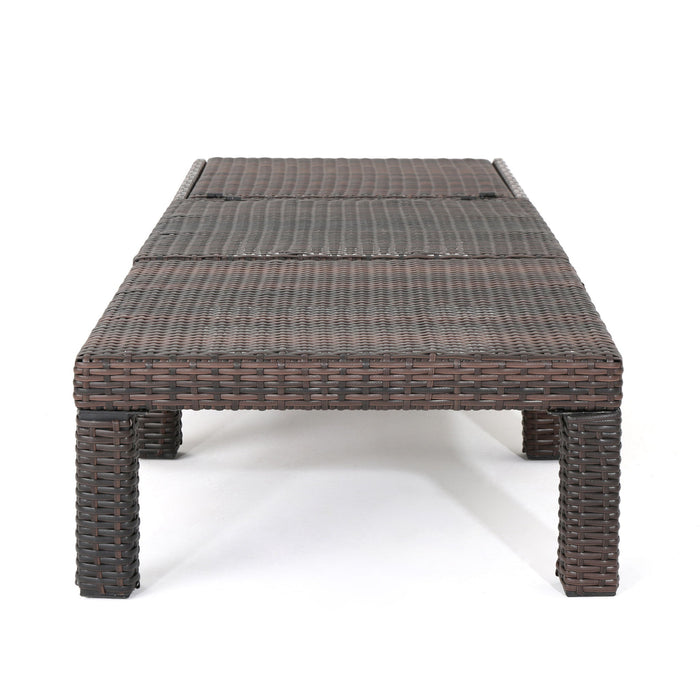 Outdoor Chaise Lounge With Wicker Design And Adjustable Backrest - Brown