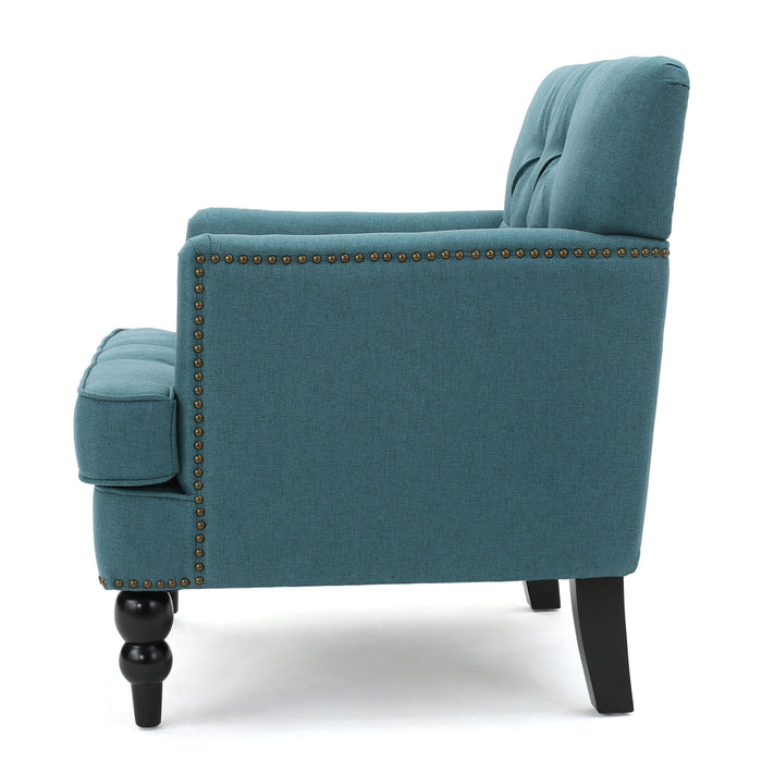 Harrison - Tufted Club Chair With Plush Cushion And Studded Trim - Dark Teal