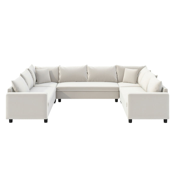 Modular Sectional Reversible U Shaped Couch Set, Free Combination Minimalist Style, Oversized 8 Seat Convertible Sofa