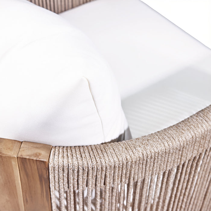 Matera - Patio Dining Chair (Set of 2) With Wraparound Back And Removable Cushion Cover - Teak / Beige