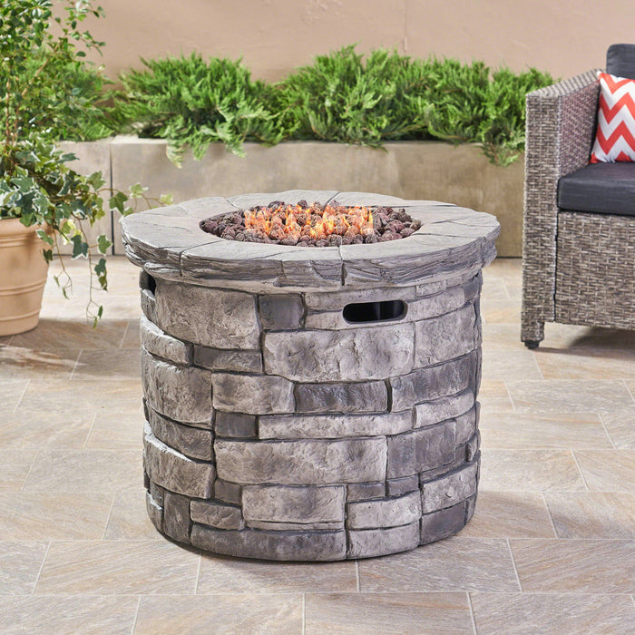 Contemporary Circular Fire Pit With 40, 000 Btu - Gray