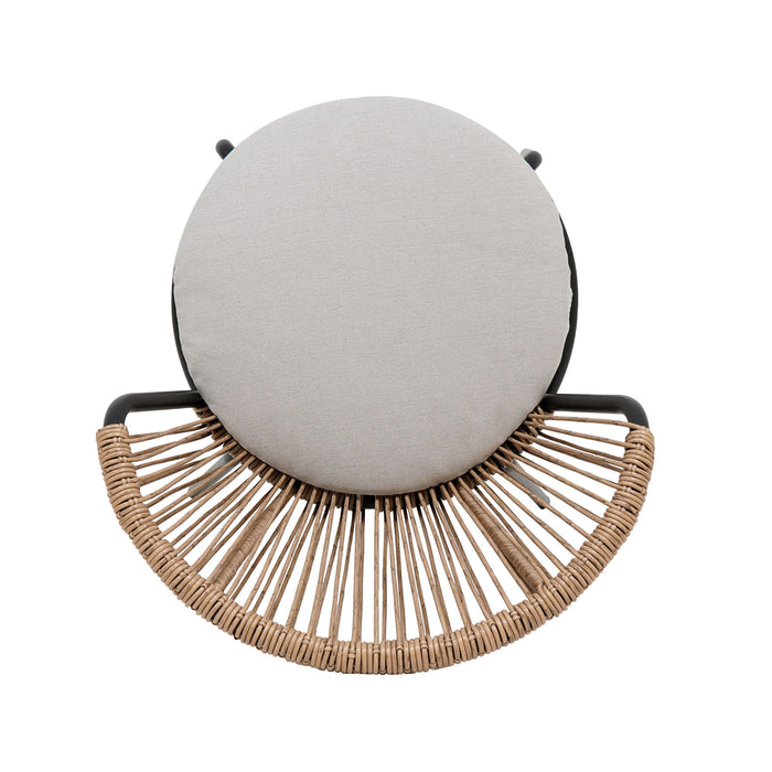 Modern Rattan Dining Chair With Removable Cushions - Beige / Brown