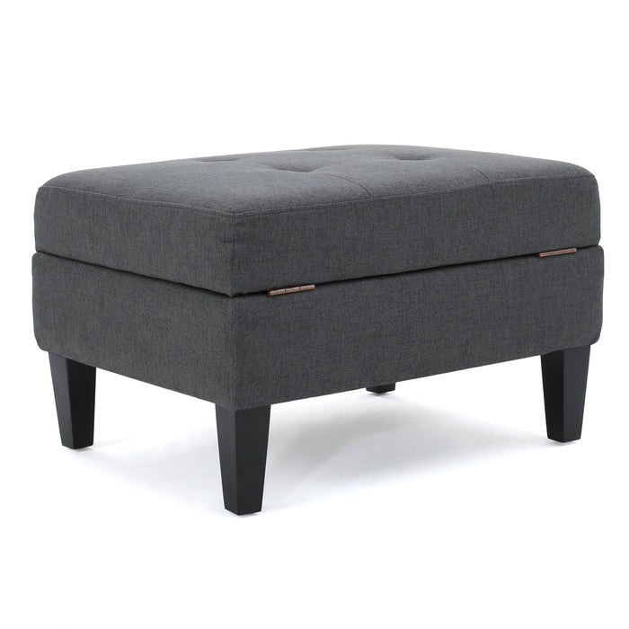 Storage Ottoman With Birch Wood Legs And Cushioned Top For Comfort