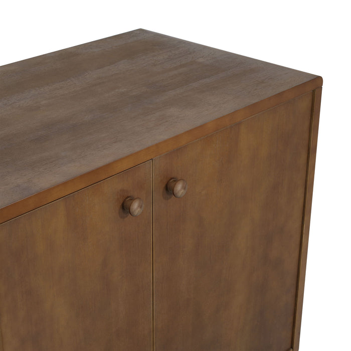 Modern Scandinavian 4 Door Sideboard Storage Cabinet With Adjustable Shelves - Brown / Gold