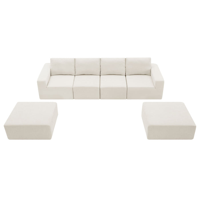 Modular U Shaped Sectional With Ottomans, Luxury Cloud Floor Couch With Deep Seat Fully Compressed Upholstered Sofa