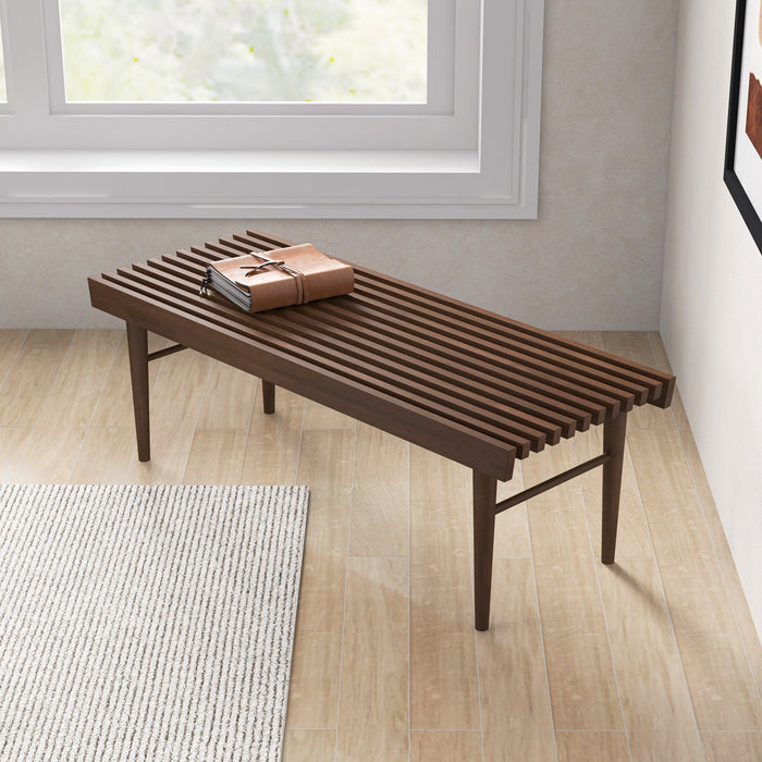 Mia - Mid-Century Modern Bench - Dark Brown