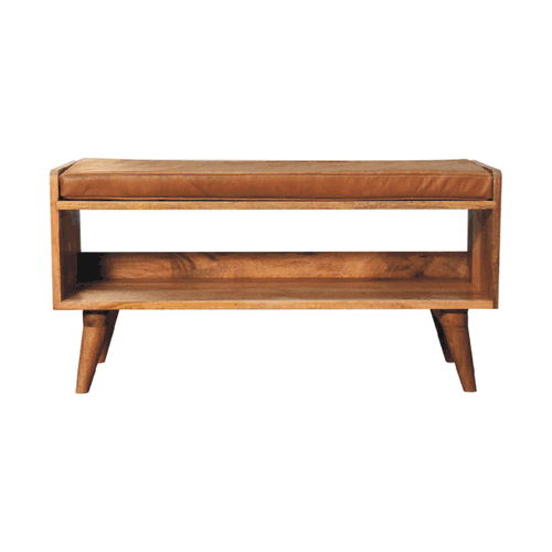 Solid Wood Bench With Upholstered Sea