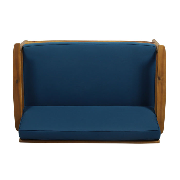 Outdoor Acacia Wood Loveseat Set With Coffee Table