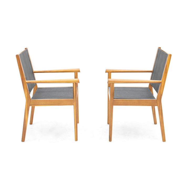 Cordoba - Dining Chair Set With Acacia Wood Frame And Textilen Upholstery (Set of 2) - Teak