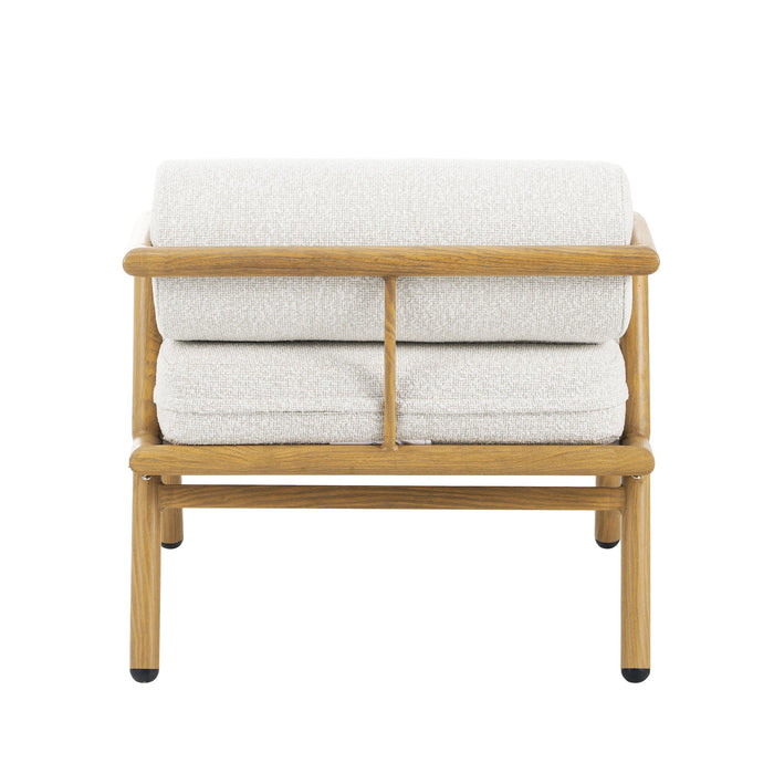 La Fiora - Outdoor Patio Iron Club Chair (Set of 2) - Off White / Teak