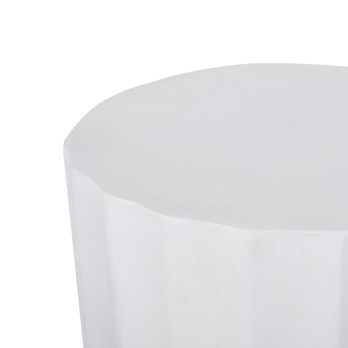 Outdoor End Table With Scallop Edge - Antique White