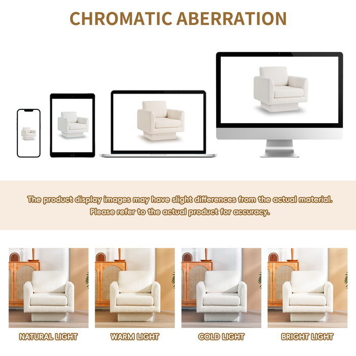 360° Modern Swivel Accent Chair Round Armchair, Thick Padded Single Lounge Sofa Upholstered Comfy