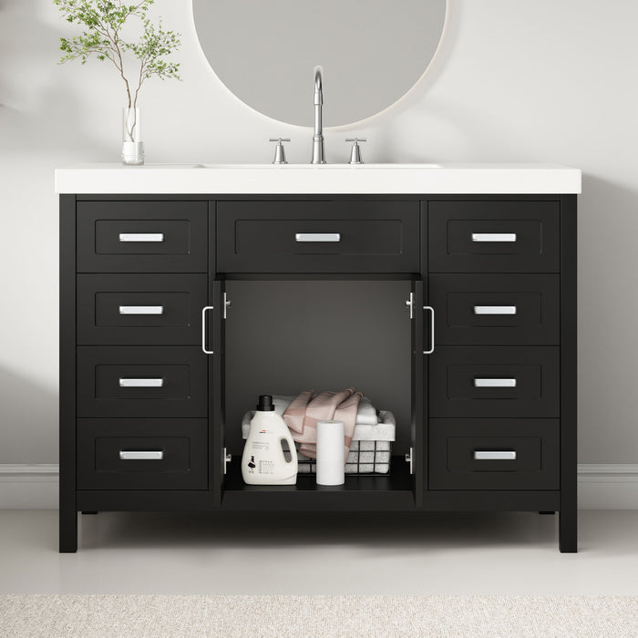 Bathroom Vanity With Sink, 2 Doors 8 Drawers, Soft Close System, Classic Design