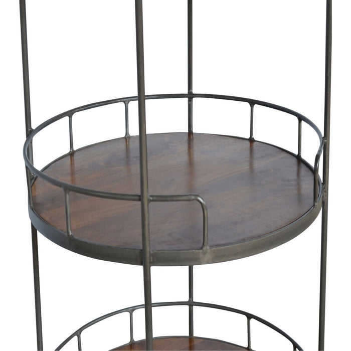 Industrial Round Butler Tray Table - Chestnut