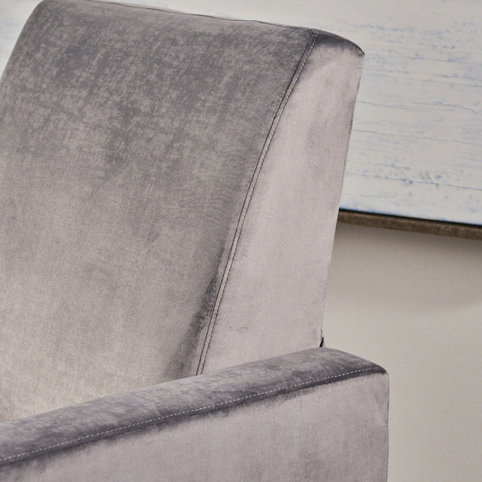 Bolt - Upholstered Recliner Chair With Stainless Steel Base - Gray / Chrome