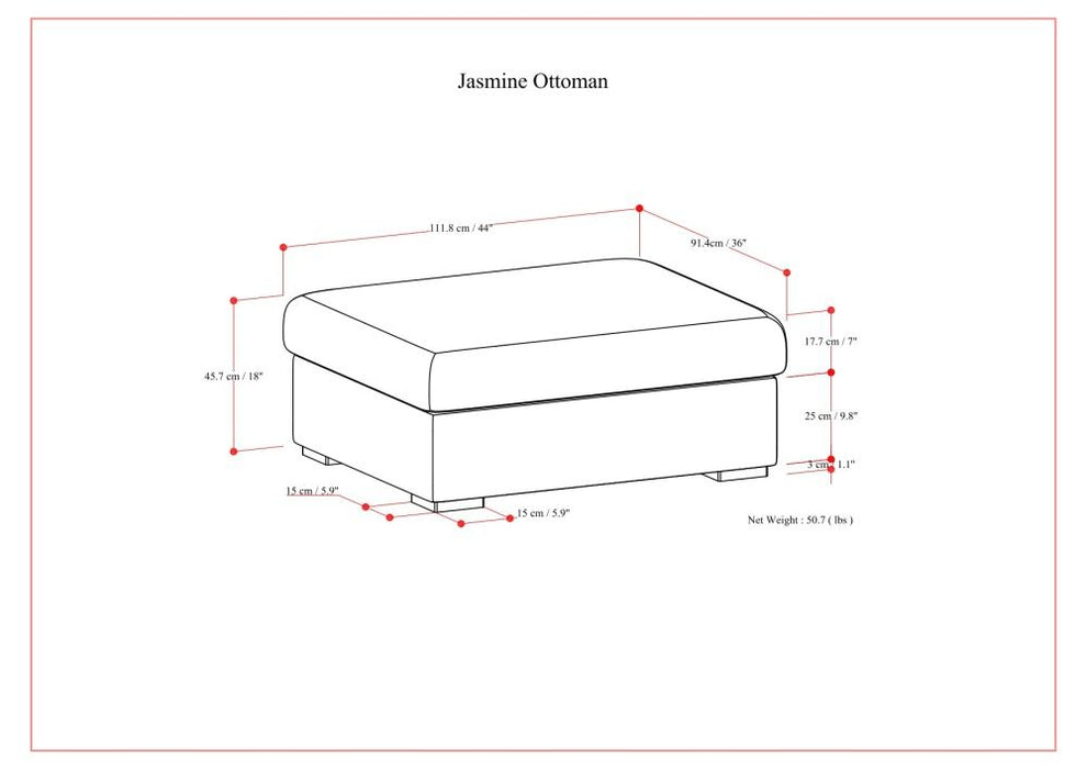 Jasmine - Ottoman - Gray
