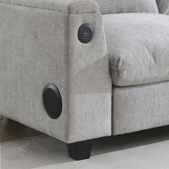 Sectional With Bluetooth Speaker Comfy Cloud Couch Set With Drop Down Table Cup Holders, USB Charger Storage Armrest Wide Seat Sofa