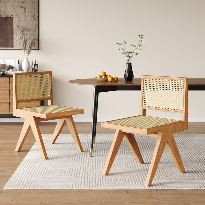 Chandigarh Dining Room Chairs With Natural Rattan (Set of 2)