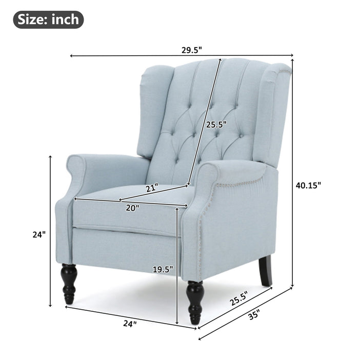Armchair Recliner With Pushback Mechanism And Wingback Design