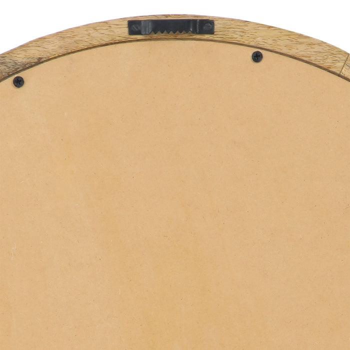 Mango Wood Round Mirror With Glass Surface - Natural