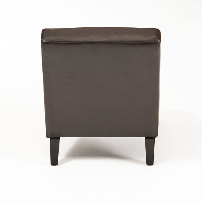 Upholstered Leather Chaise Lounge With Curved Design - Brown