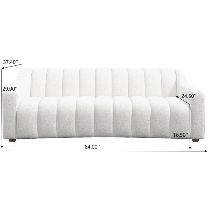 Marcus - Luxury Tight Back Boucle Couch - Cream / Creamy White / Ivory