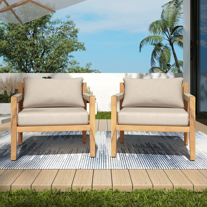 Rope Outdoor Leisure Chair (Set of 2) - Acacia Wood / Beige