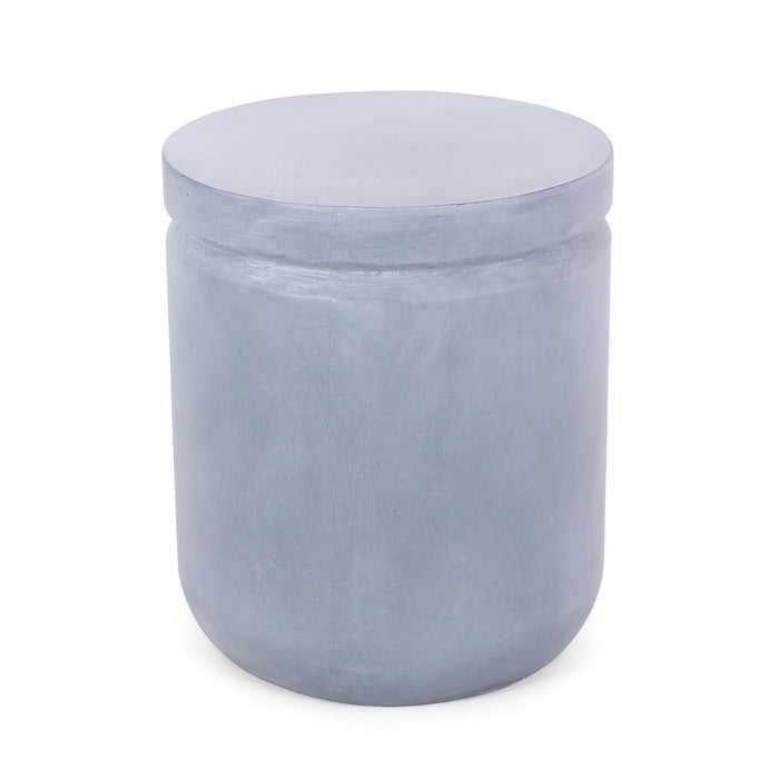 Outdoor Concrete End Table - Light Blue