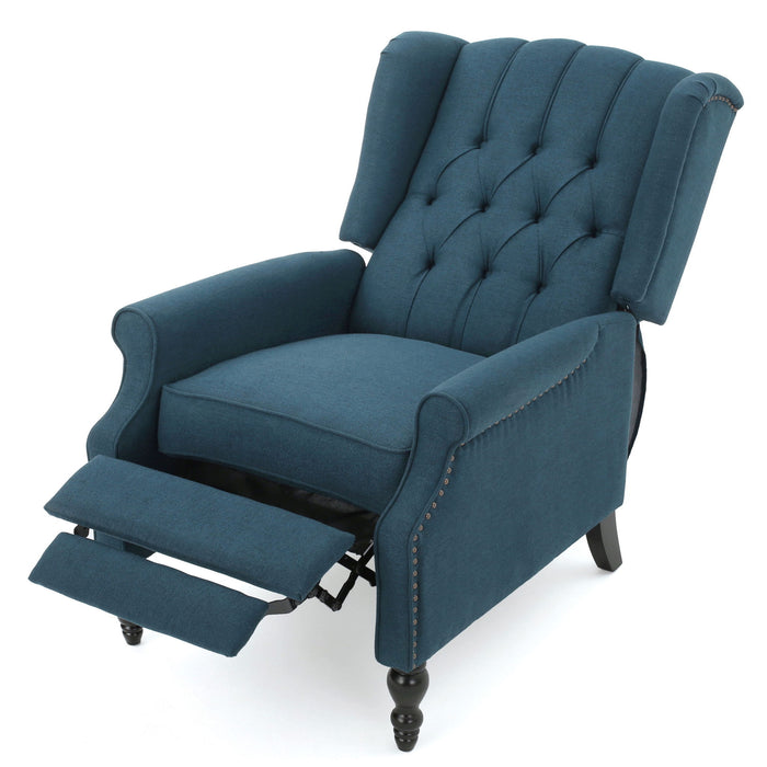 Armchair Recliner With Pushback Mechanism And Wingback Design
